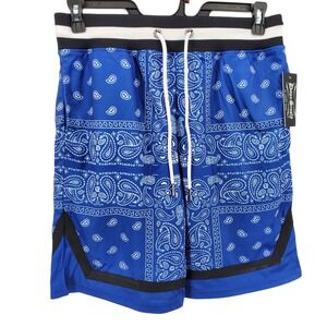 Dogg Supply‎ by Snoop Dogg Basketball Short Blue Paisley Bandana Lined Medium